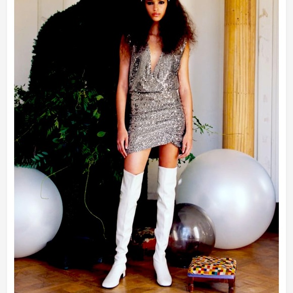 NWT Zara Silver Sequence Party Dress Size Large L and Medium M - Picture 3 of 7